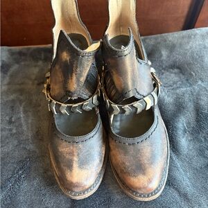 Freebird by Steven Distressed Brown Leather Mules